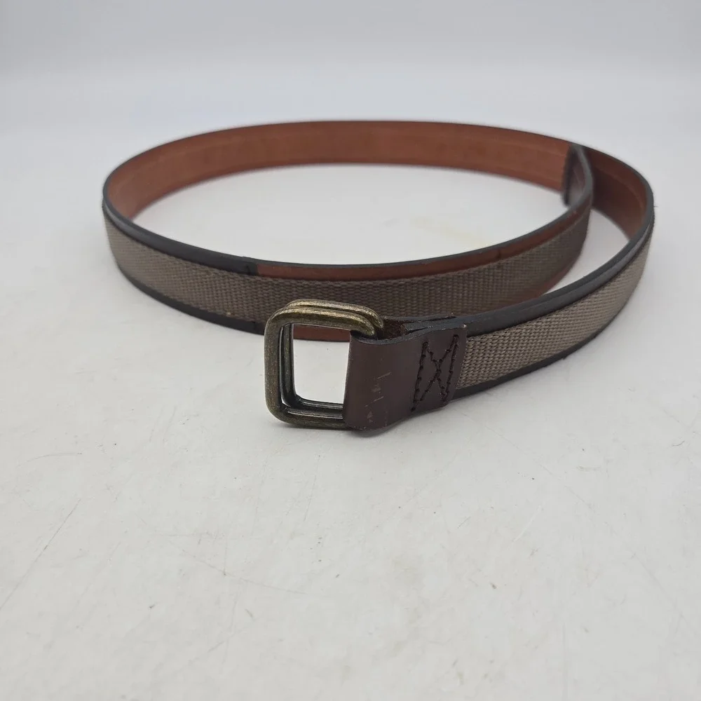 Structure Belt Brown Leather Nylon Tactical Mens 36 Bronze Buckle NWOT